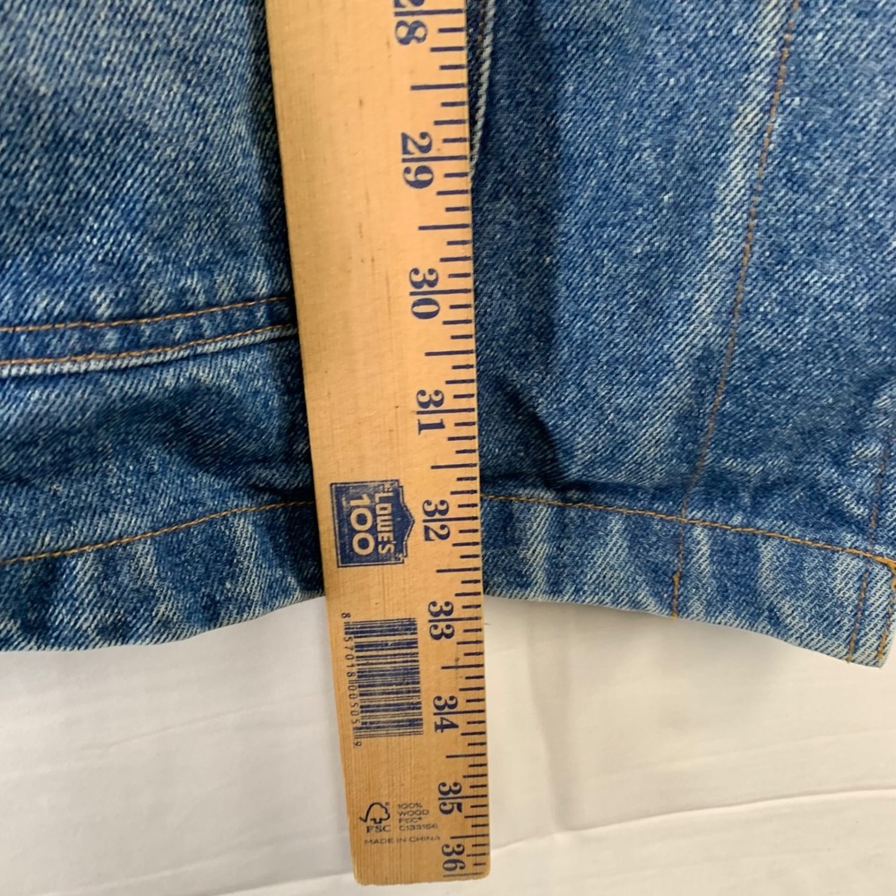 Braefair Denim Jacket Womens 1X Blue Leopard Faux Fur Lined Chore Coat Vintage - Picture 9 of 12